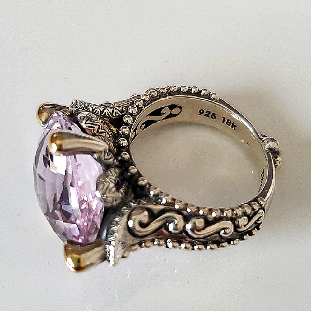 BARBARA BIXBY AMETHYST Hidden Enamel FLOWER Ring - Picture 5 of 10